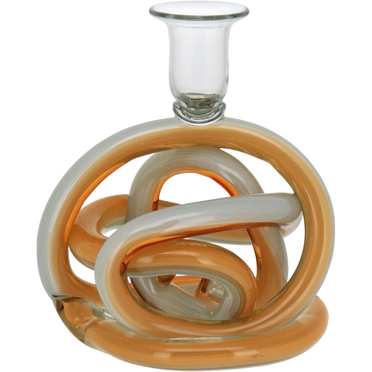 Castiçal de Vidro Âmbar 16x14cm Porta Velas Decorativo