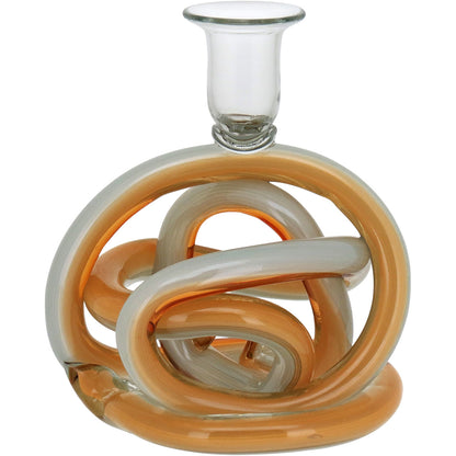 Castiçal de Vidro Âmbar 16x14cm Porta Velas Decorativo