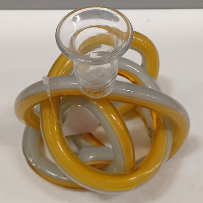 Castiçal de Vidro Âmbar 16x14cm Porta Velas Decorativo