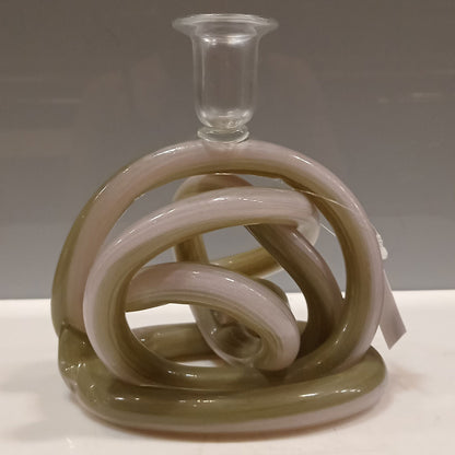 Castiçal de Vidro Verde 16x14cm Porta Velas Elegante para Decoração