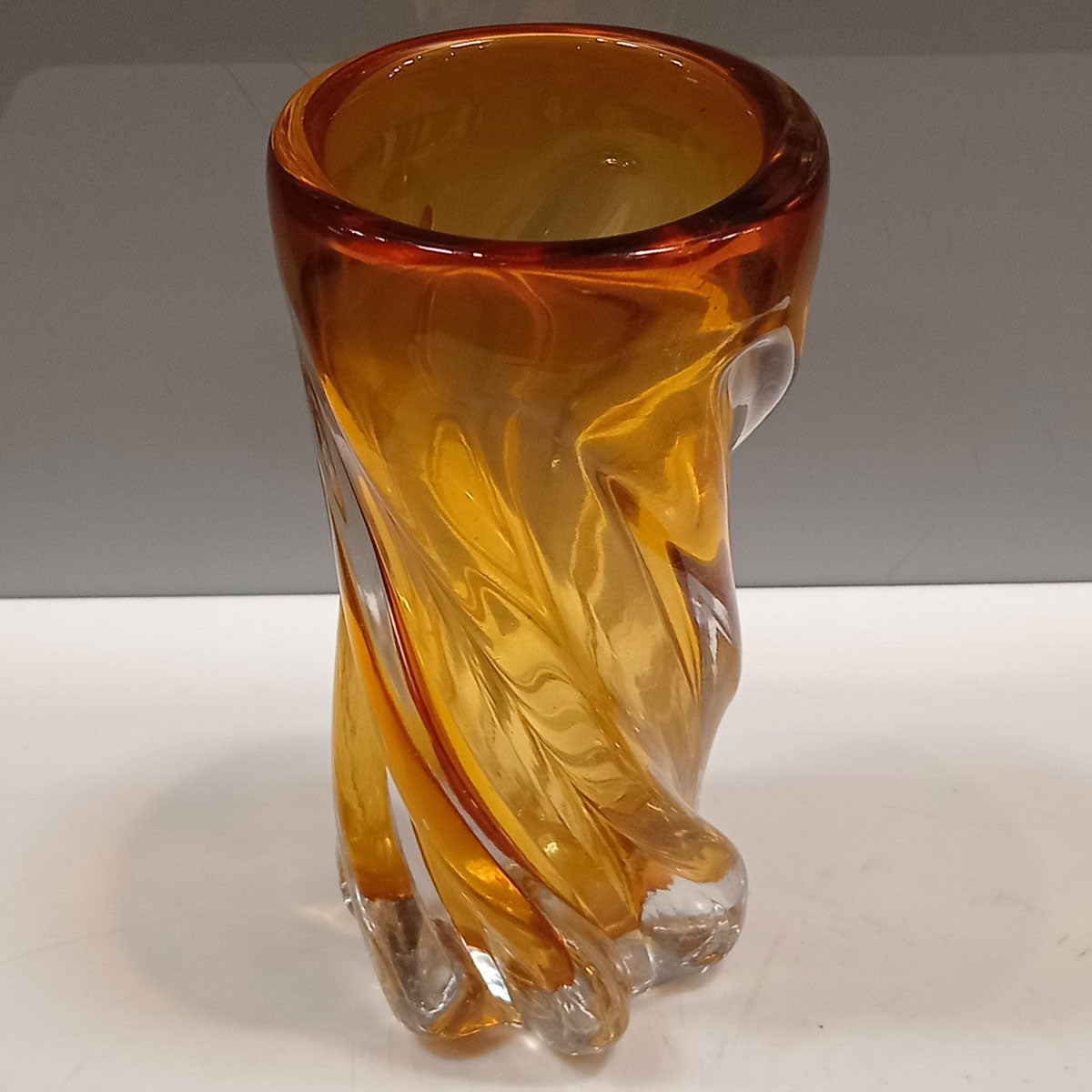 Vaso Vidro 22x10x10cm Âmbar