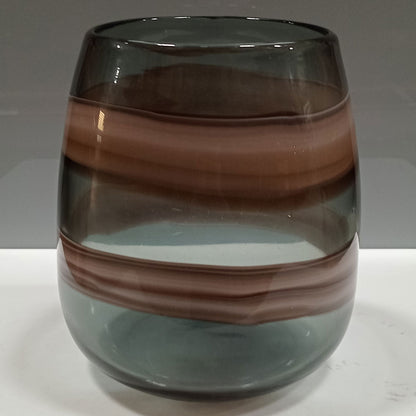 Vaso Vidro 19x17x17cm Marrom