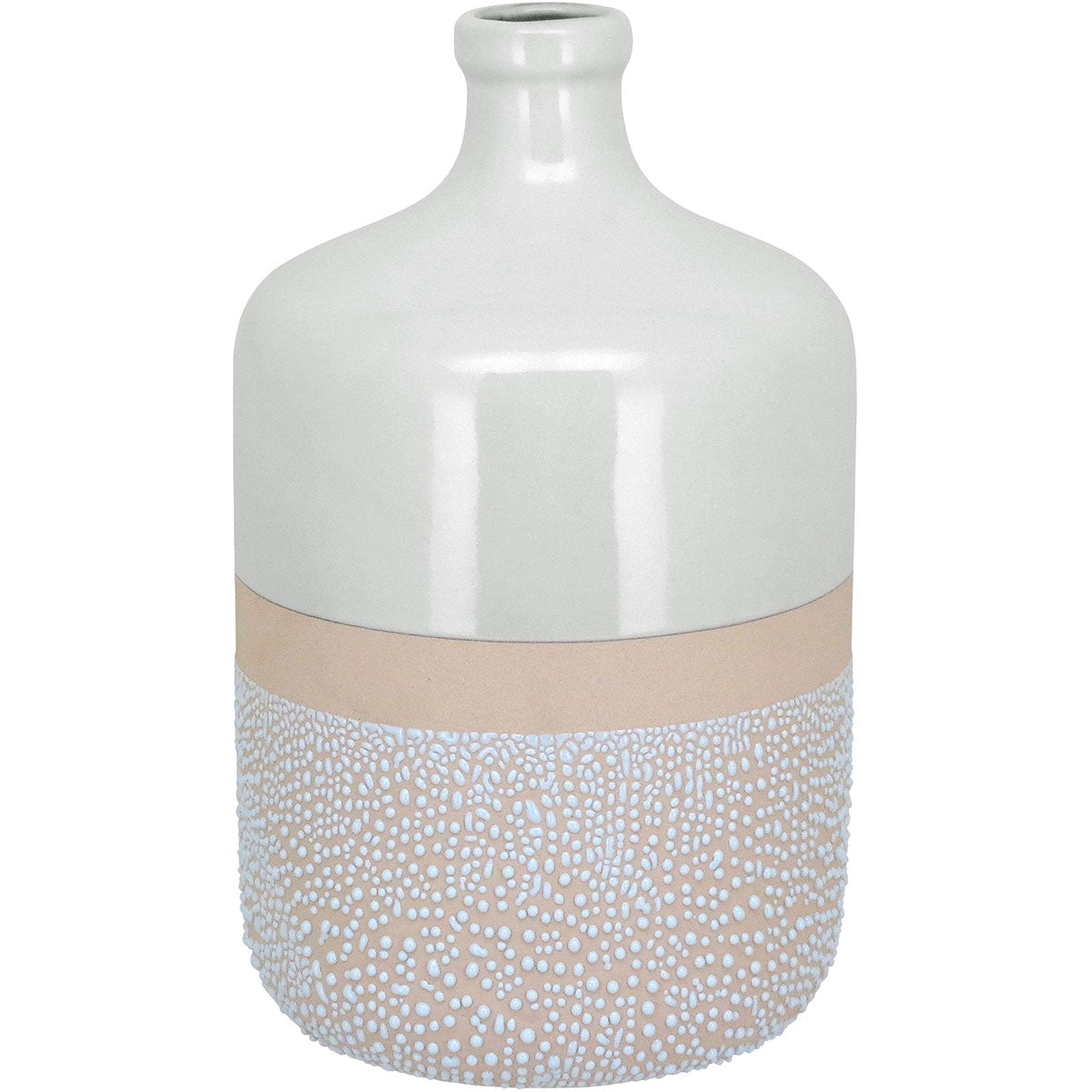 Vaso Cerâmica Marfim 30x18cm para Decoração de Flores