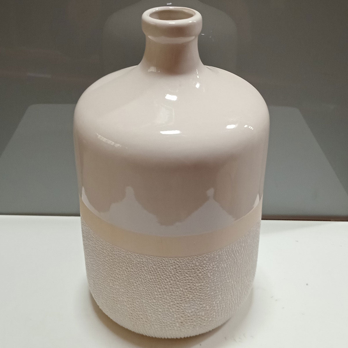 Vaso Cerâmica Marfim 30x18cm para Decoração de Flores