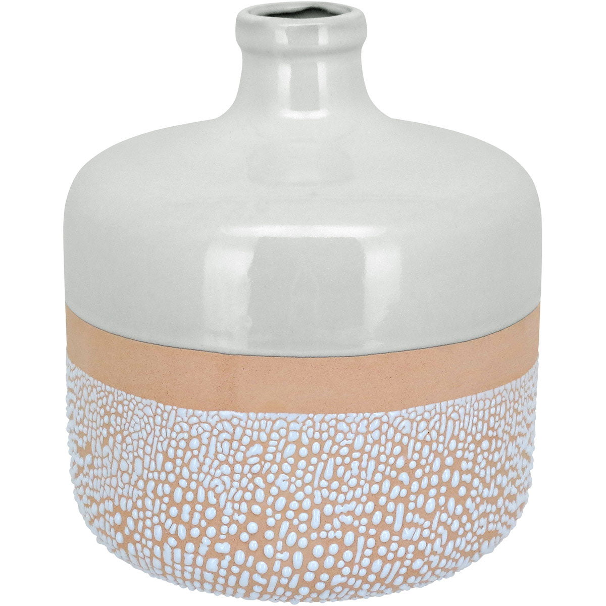 Vaso de Cerâmica Marfim 20x17cm para Decoração de Ambientes