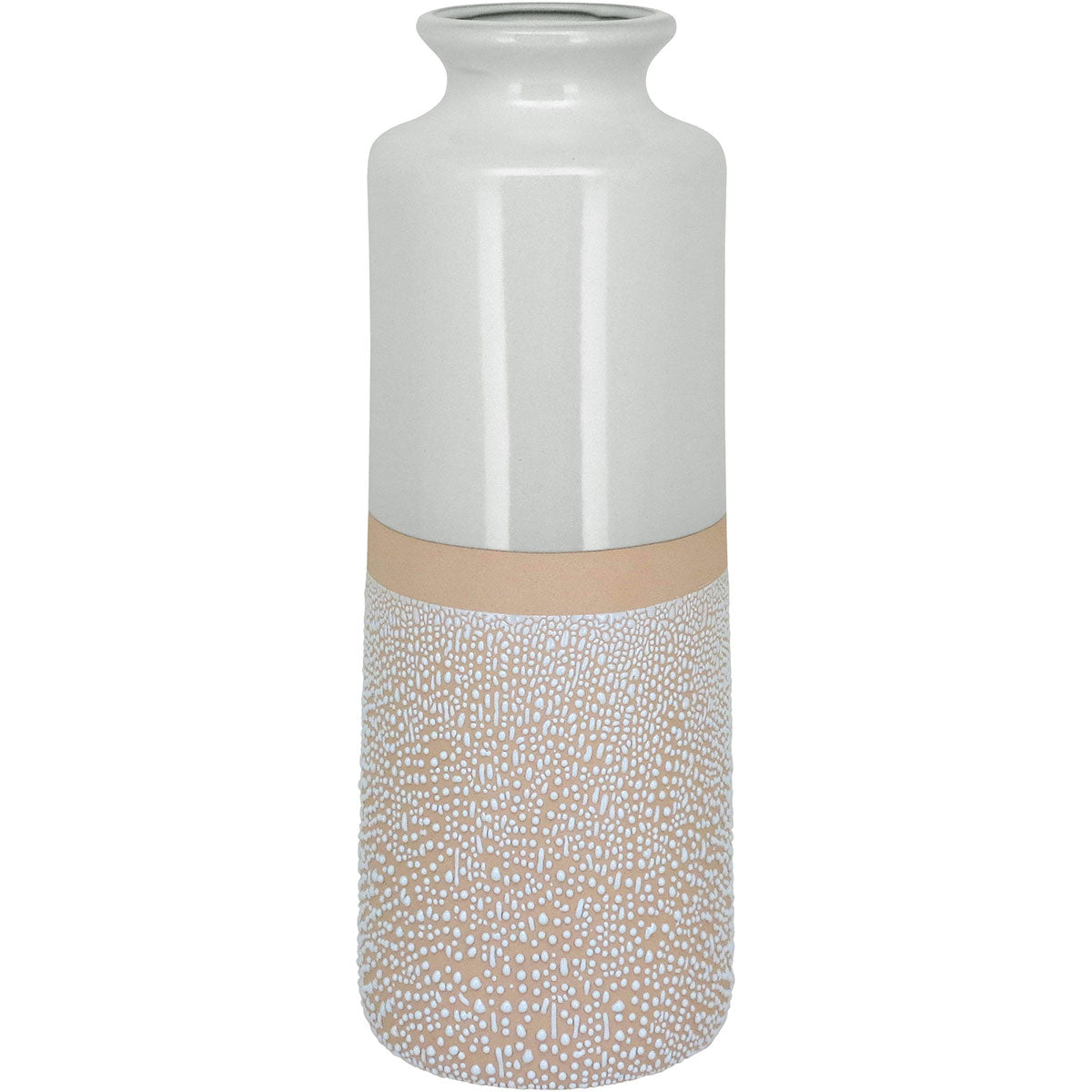 Vaso de Cerâmica Marfim 40x15x15cm para Decoração de Ambientes