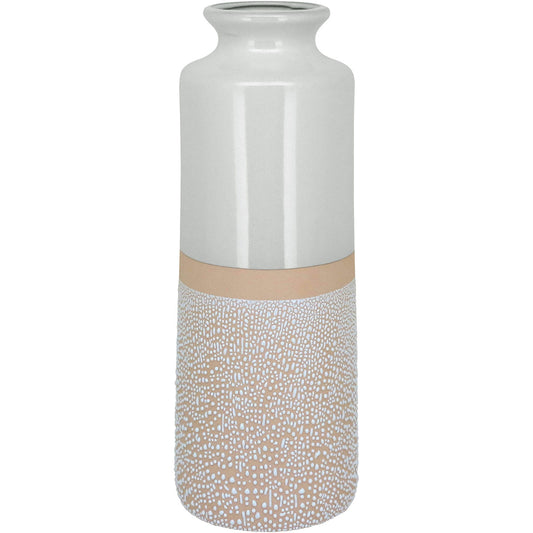 Vaso de Cerâmica Marfim 40x15x15cm para Decoração de Ambientes