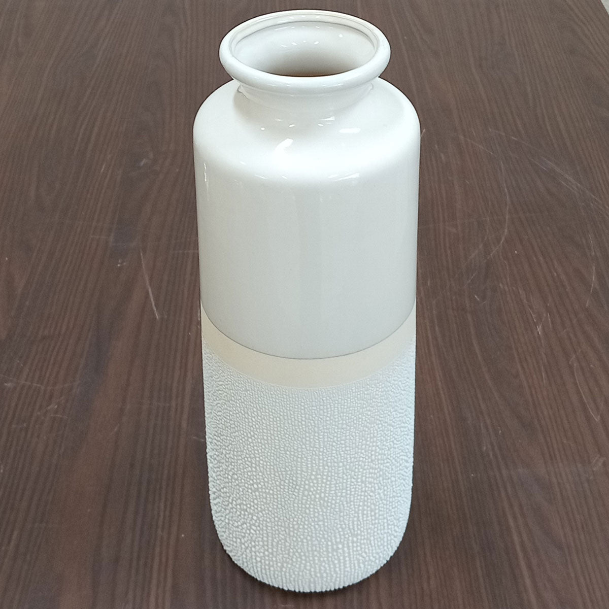 Vaso de Cerâmica Marfim 40x15x15cm para Decoração de Ambientes