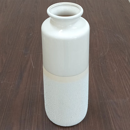 Vaso de Cerâmica Marfim 40x15x15cm para Decoração de Ambientes