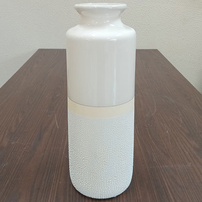 Vaso de Cerâmica Marfim 40x15x15cm para Decoração de Ambientes