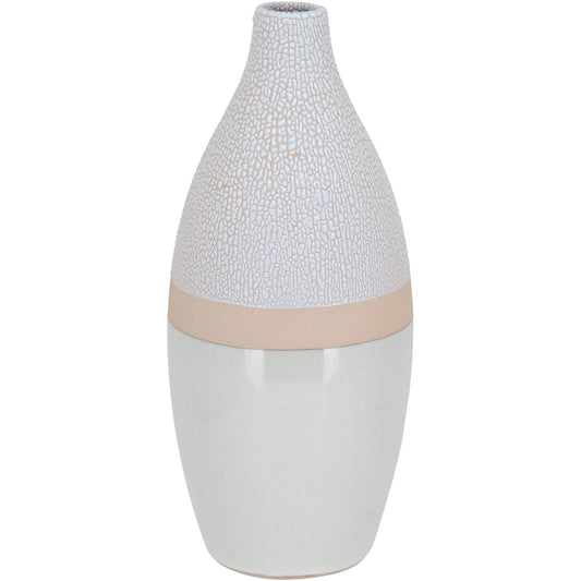 Vaso de Cerâmica Marfim 30x14x14cm para Arranjos Florais