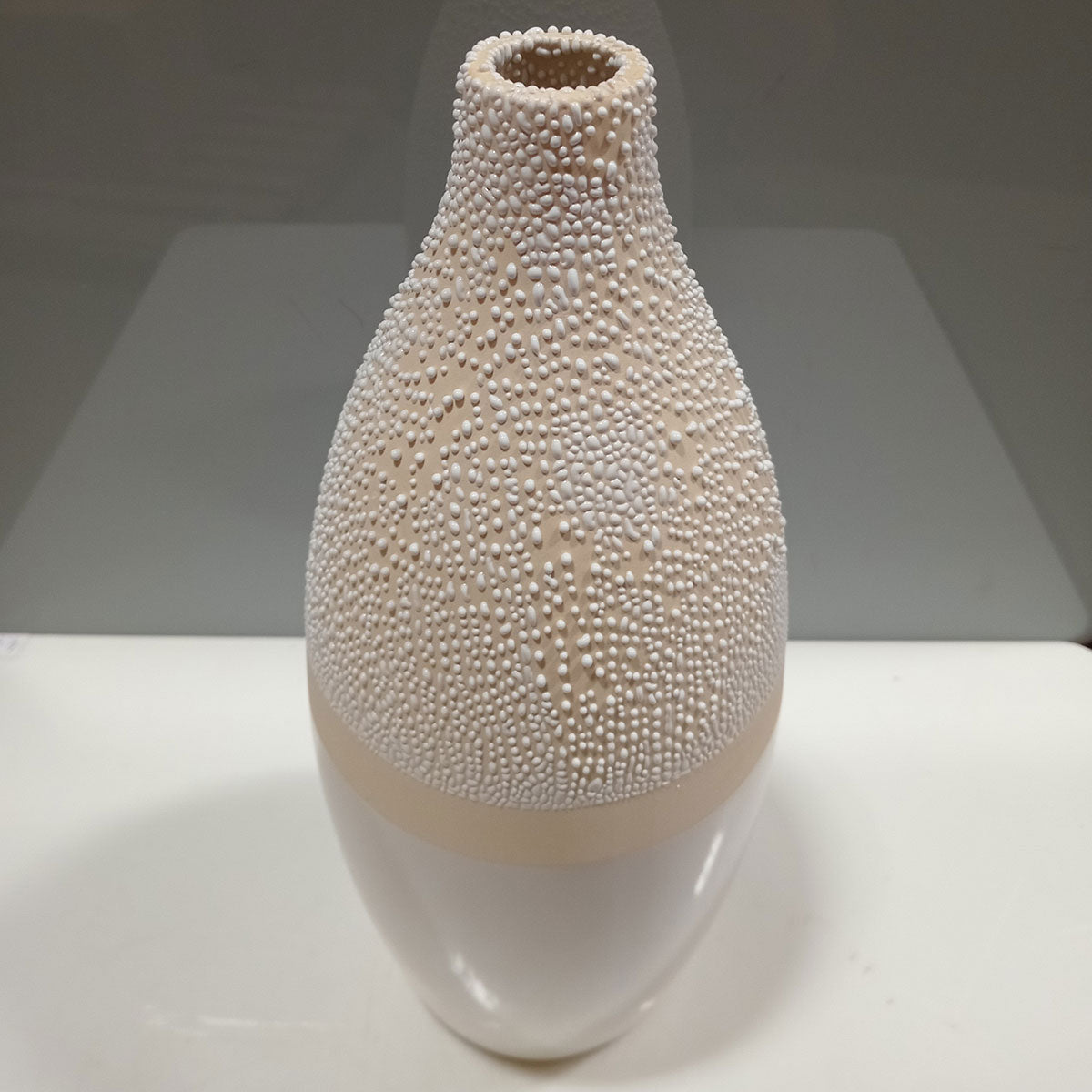 Vaso de Cerâmica Marfim 30x14x14cm para Arranjos Florais