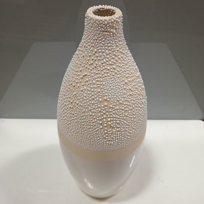 Vaso de Cerâmica Marfim 30x14x14cm para Arranjos Florais