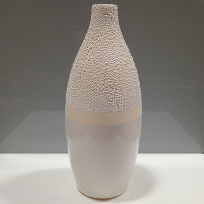 Vaso de Cerâmica Marfim 30x14x14cm para Arranjos Florais