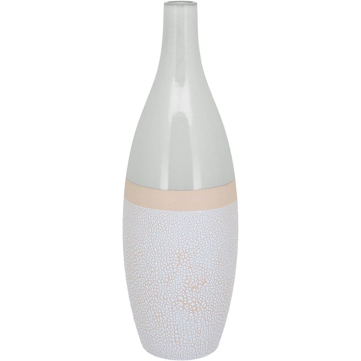 Vaso de Cerâmica Marfim 41x13cm para Decoração e Arranjos Florais