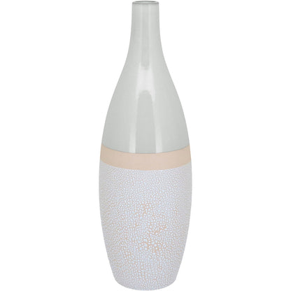 Vaso de Cerâmica Marfim 41x13cm para Decoração e Arranjos Florais