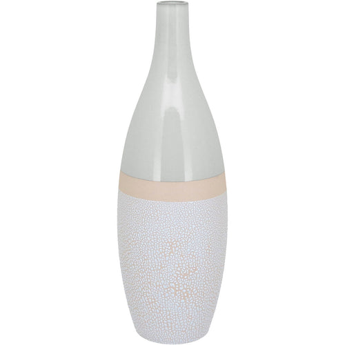 Vaso de Cerâmica Marfim 41x13cm para Decoração e Arranjos Florais