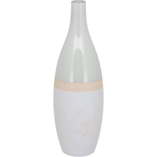 Vaso de Cerâmica Marfim 41x13cm para Decoração e Arranjos Florais