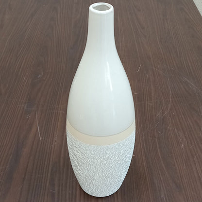 Vaso de Cerâmica Marfim 41x13cm para Decoração e Arranjos Florais