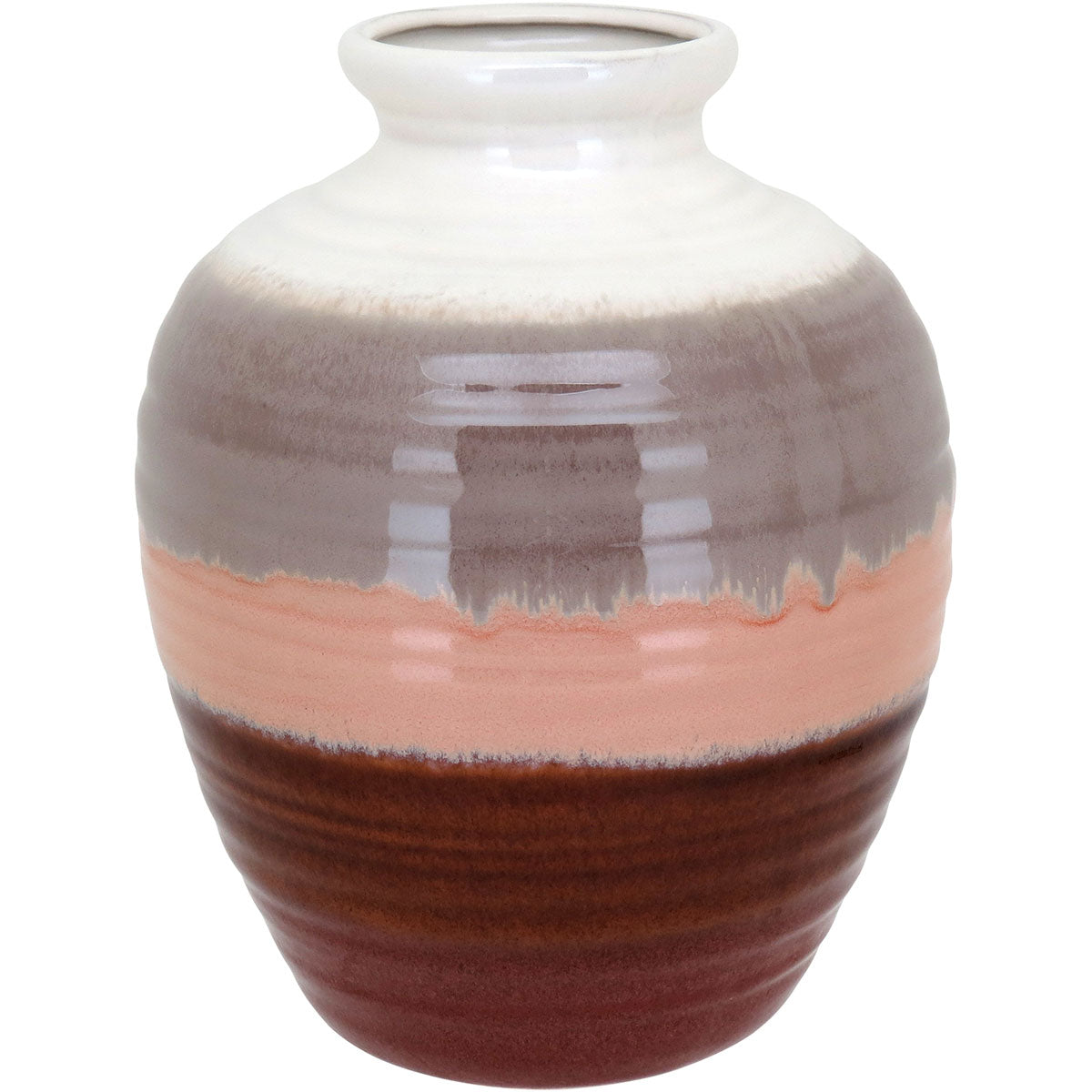 Vaso de Cerâmica Marrom 26x20cm para Decoração e Arranjos Florais