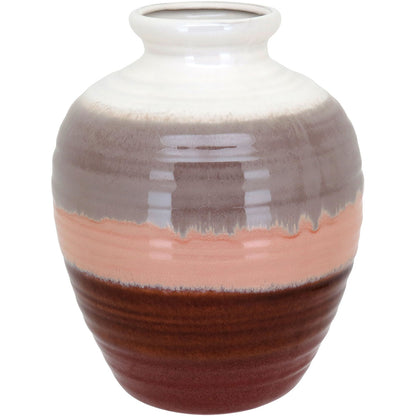 Vaso de Cerâmica Marrom 26x20cm para Decoração e Arranjos Florais