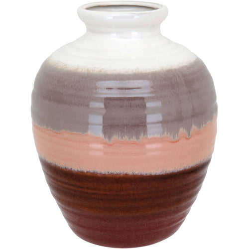 Vaso de Cerâmica Marrom 26x20cm para Decoração e Arranjos Florais