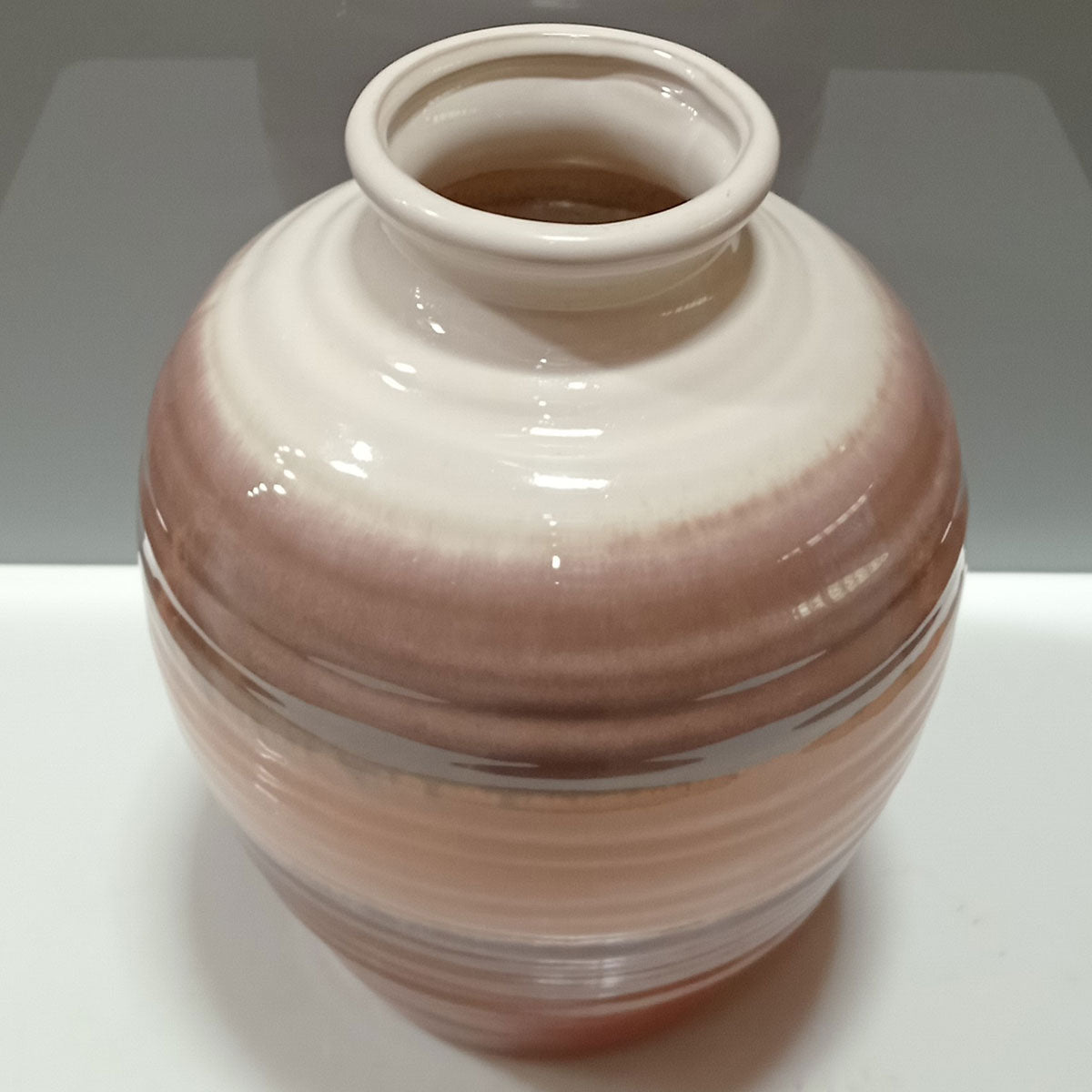 Vaso de Cerâmica Marrom 26x20cm para Decoração e Arranjos Florais