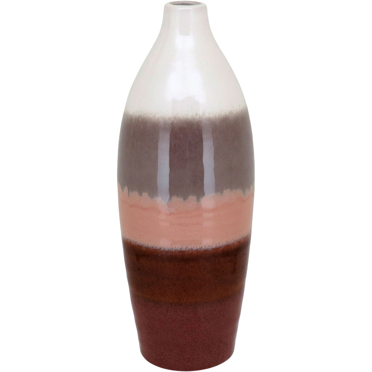 Vaso de Cerâmica Marrom 38x13cm para Decoração e Arranjos Florais