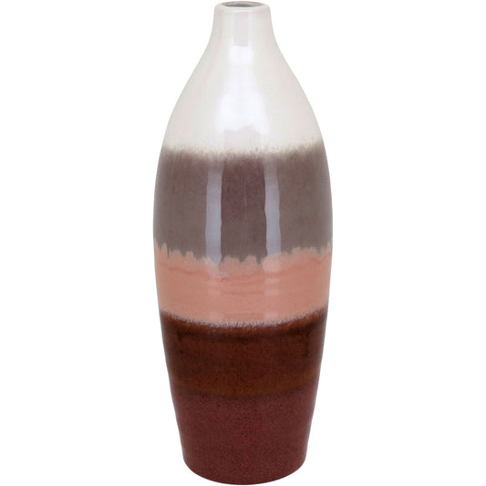 Vaso de Cerâmica Marrom 38x13cm para Decoração e Arranjos Florais