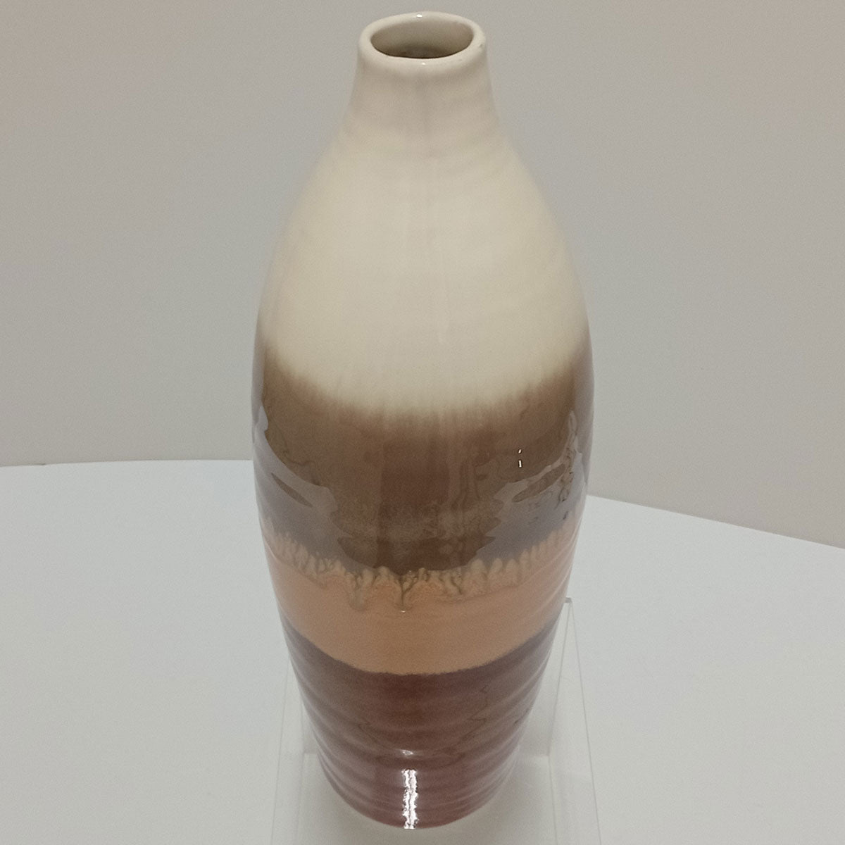 Vaso de Cerâmica Marrom 38x13cm para Decoração e Arranjos Florais