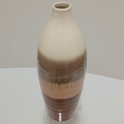 Vaso de Cerâmica Marrom 38x13cm para Decoração e Arranjos Florais