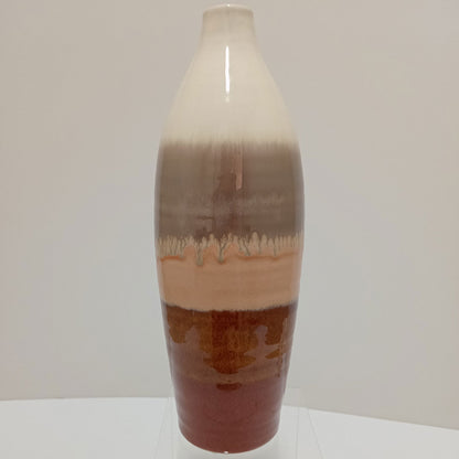 Vaso de Cerâmica Marrom 38x13cm para Decoração e Arranjos Florais