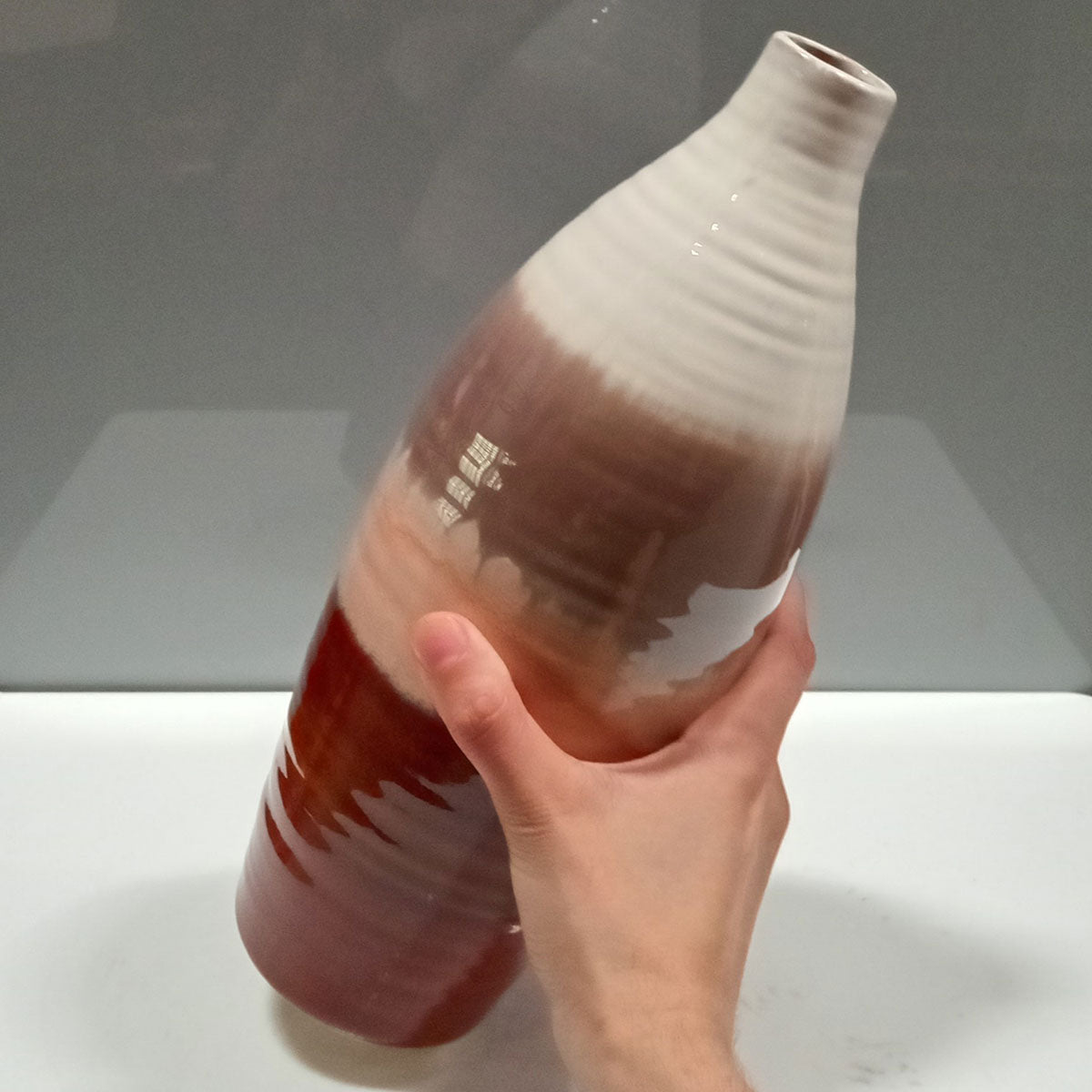 Vaso de Cerâmica Marrom 32x12cm para Decoração e Arranjos Florais