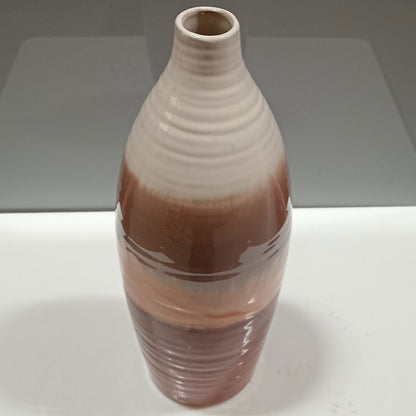 Vaso de Cerâmica Marrom 32x12cm para Decoração e Arranjos Florais