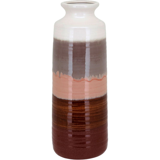 Vaso de Cerâmica Marrom 40x15cm - Decoração para Flores e Plantas