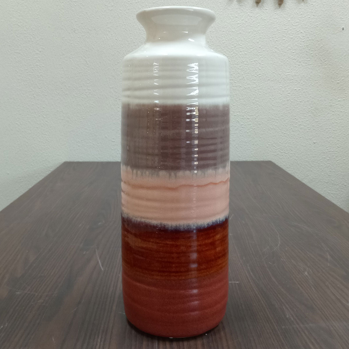 Vaso de Cerâmica Marrom 40x15cm - Decoração para Flores e Plantas