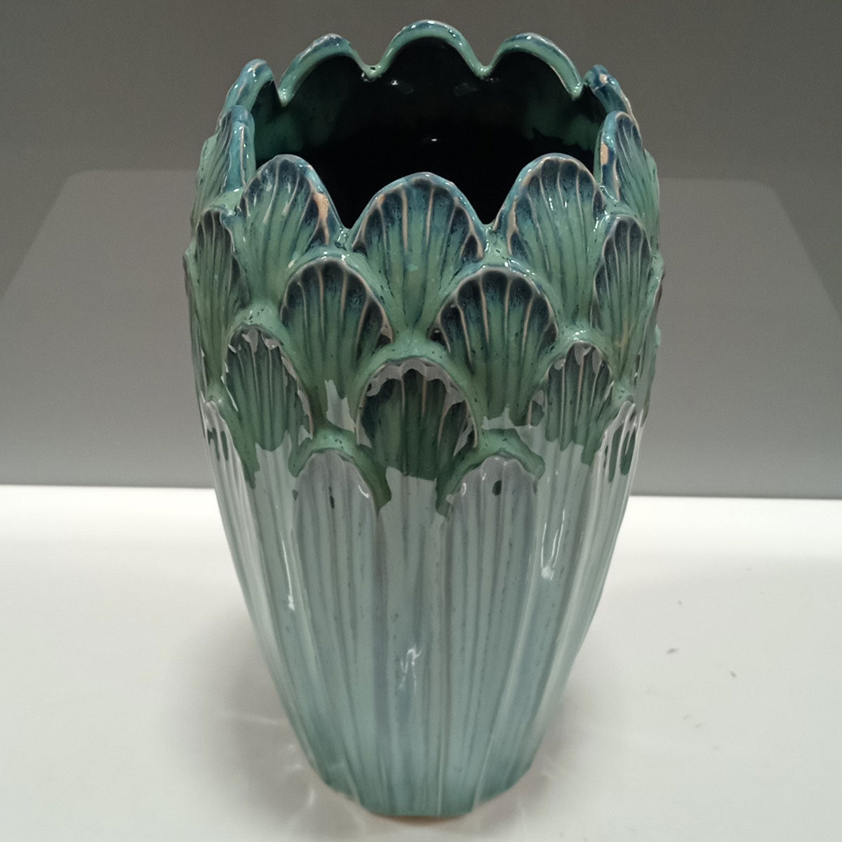 Vaso de Cerâmica Azul 27x16cm para Decoração de Ambientes