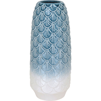 Vaso de Cerâmica Azul 37x16cm para Decoração e Arranjos de Flores