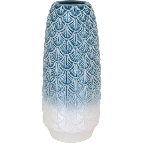 Vaso de Cerâmica Azul 37x16cm para Decoração e Arranjos de Flores