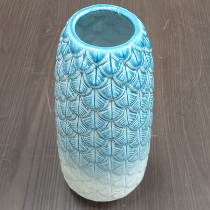 Vaso de Cerâmica Azul 37x16cm para Decoração e Arranjos de Flores