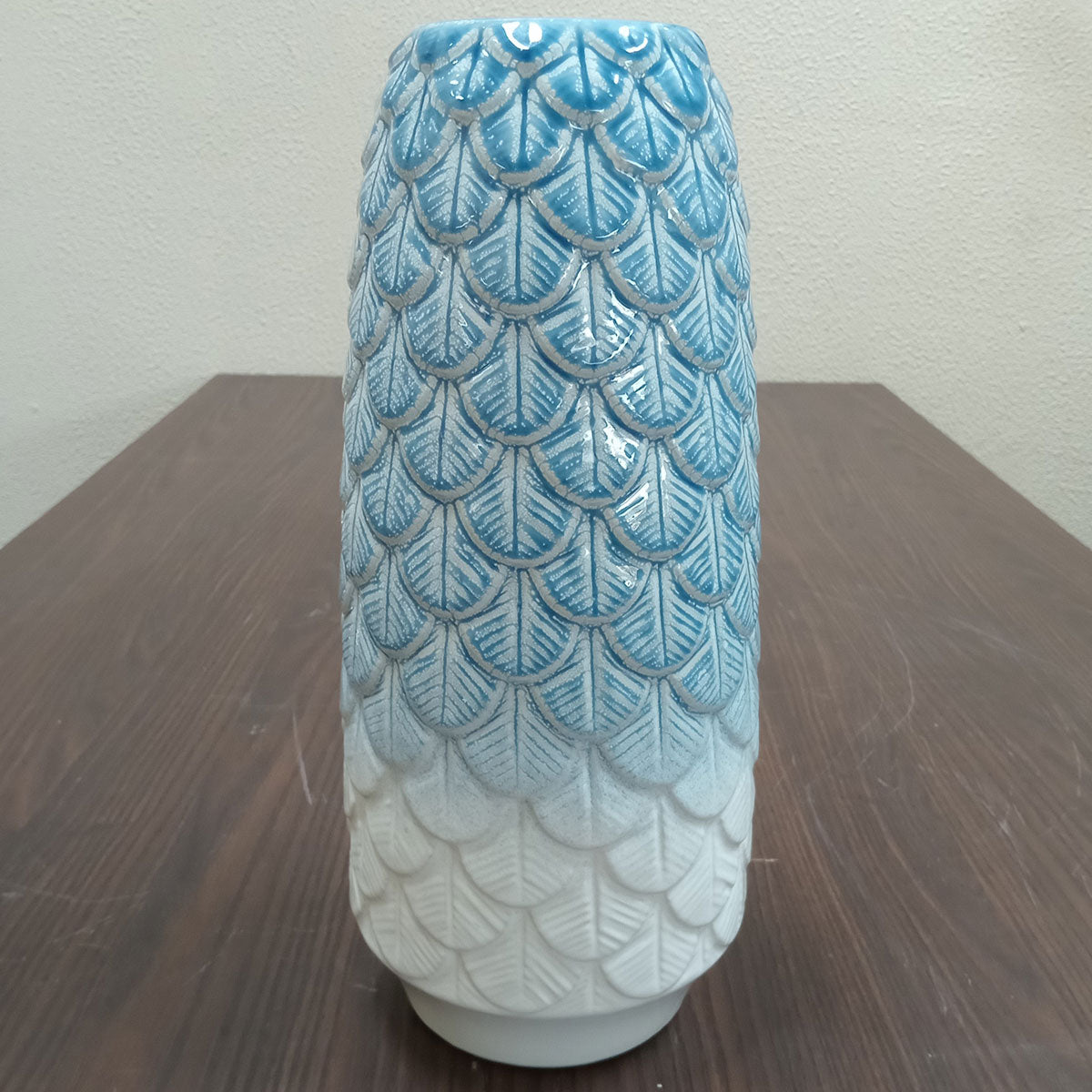 Vaso de Cerâmica Azul 37x16cm para Decoração e Arranjos de Flores