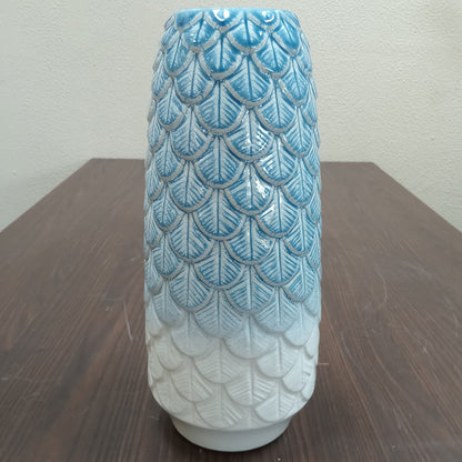 Vaso de Cerâmica Azul 37x16cm para Decoração e Arranjos de Flores