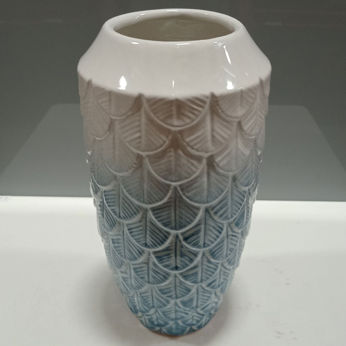 Vaso de Cerâmica Azul 28x14cm para Flores - Decoração Elegante