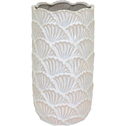 Vaso de Cerâmica Bege 26x14cm - Decoração para Flores e Ambiente