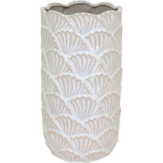 Vaso de Cerâmica Bege 26x14cm - Decoração para Flores e Ambiente