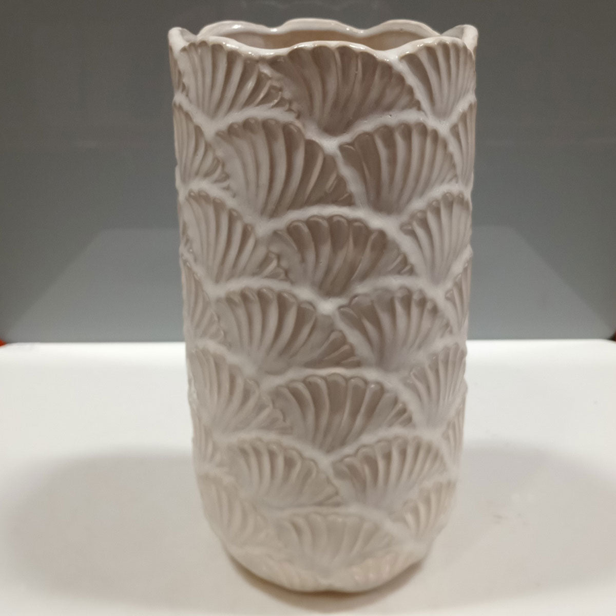 Vaso de Cerâmica Bege 26x14cm - Decoração para Flores e Ambiente