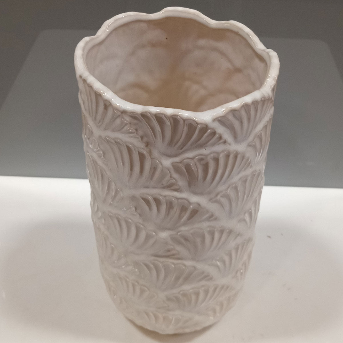 Vaso de Cerâmica Bege 26x14cm - Decoração para Flores e Ambiente