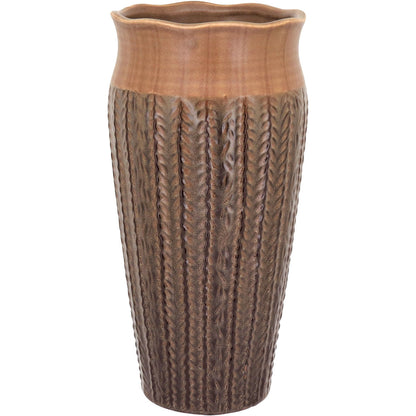 Vaso de Cerâmica Marrom 33x16cm para Decoração de Flores