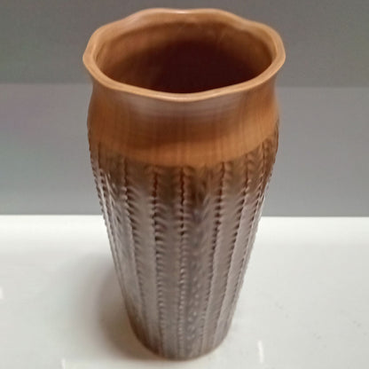 Vaso de Cerâmica Marrom 33x16cm para Decoração de Flores