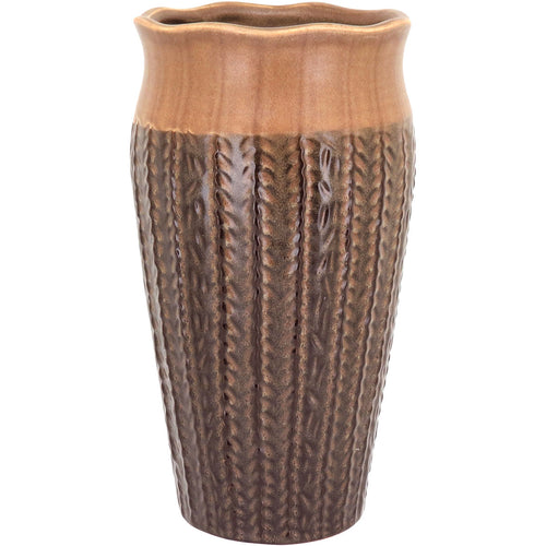Vaso Cerâmica Marrom 27x14cm para Arranjos Florais Decorativos